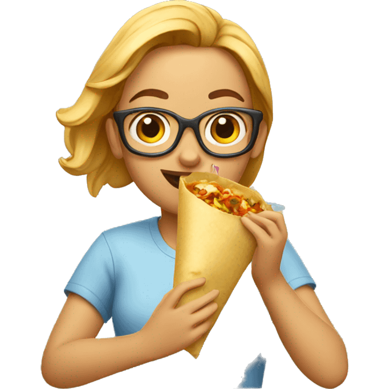 Geek eating Kathi roll emoji