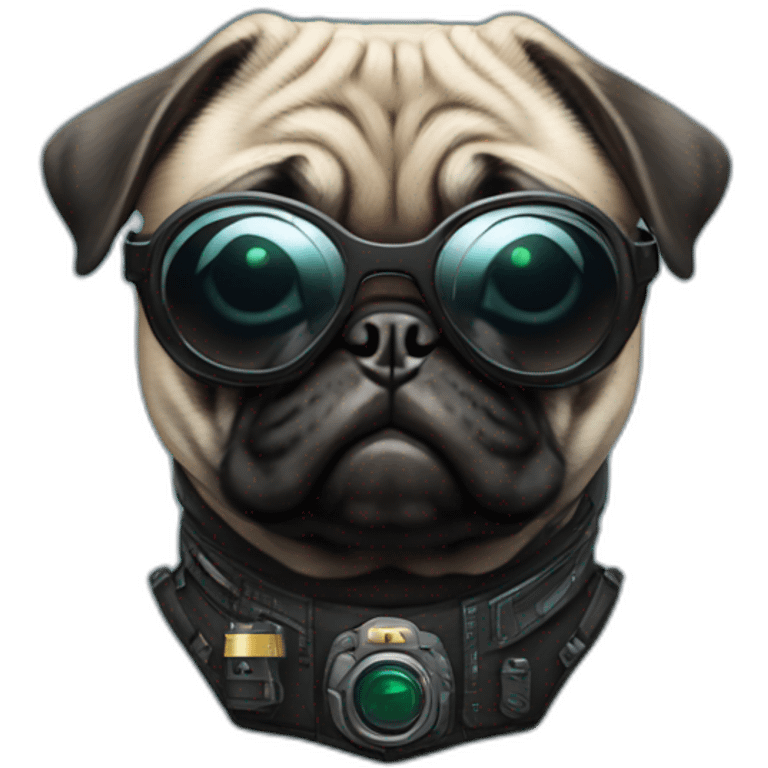 pug with black sunglasses and wearing a cyberpunk suit emoji