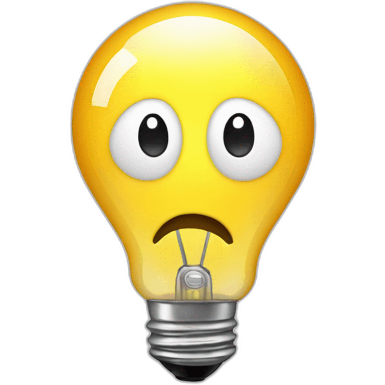 light bulb with sad face emoji