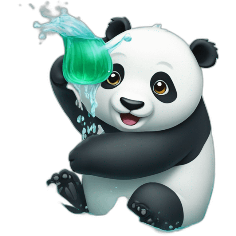 Un panda qui boit de l'eau verte  emoji