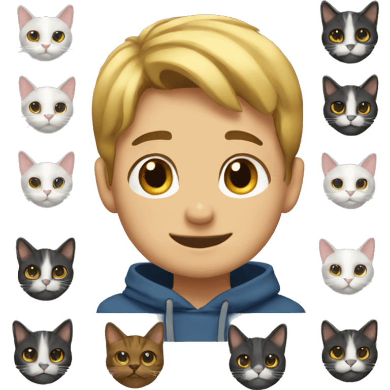 boy with 10 cats emoji