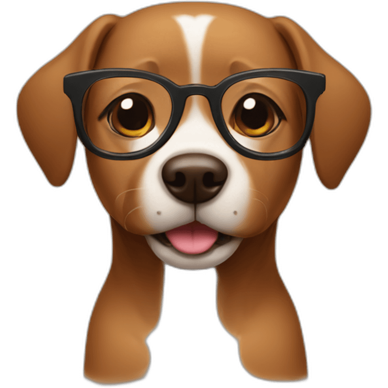 brown cute dog with glasses emoji