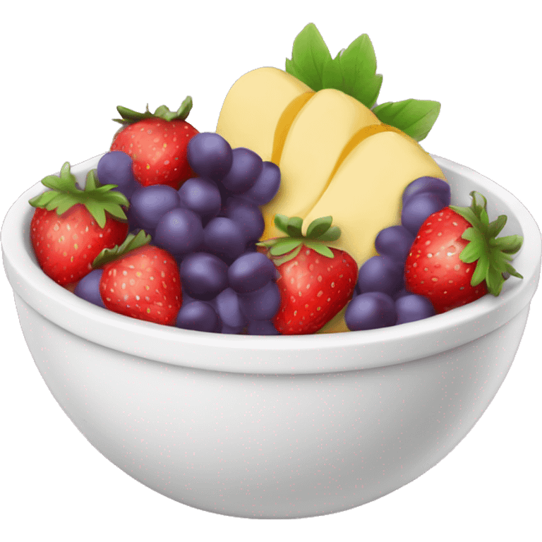 fruit yogurt bowl with strawberries and grapes emoji