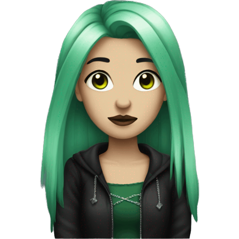 goth girl with green hair emoji