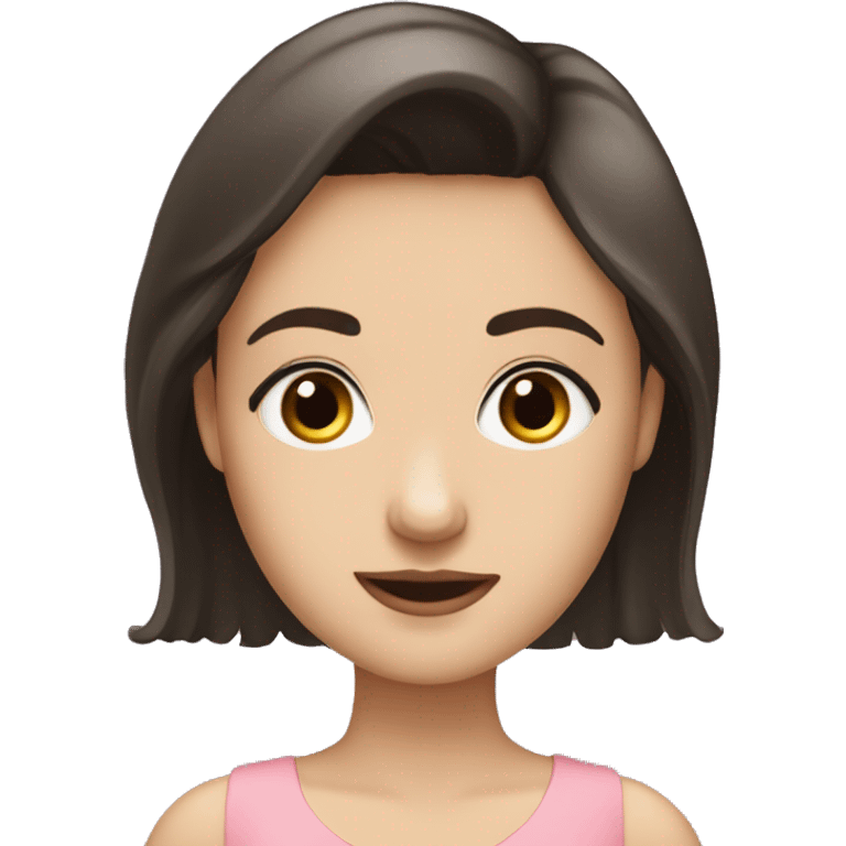 A girl with a dark brown hair and a dress with eyelashes ￼ emoji