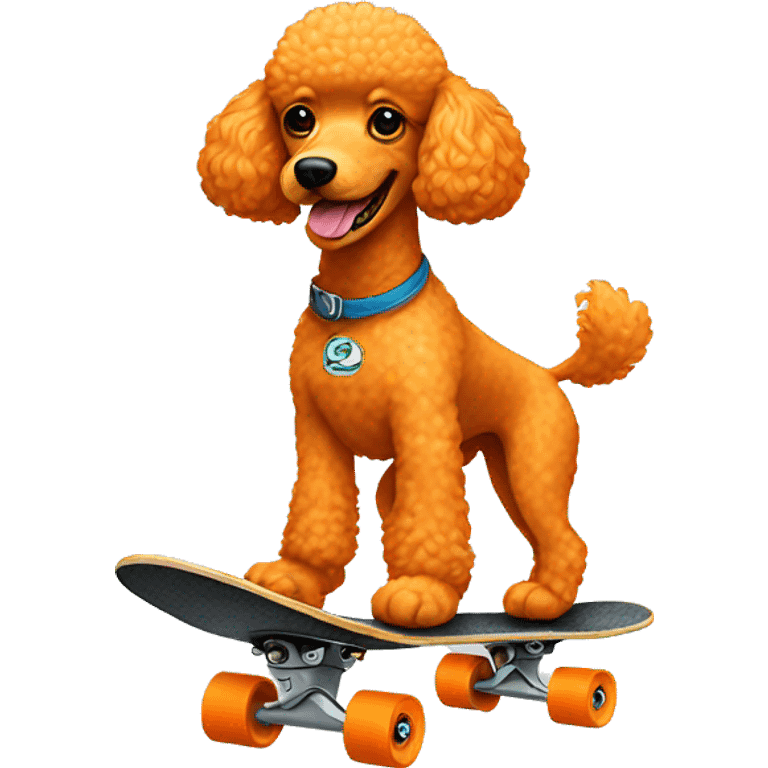 orange poodle riding a skateboard emoji