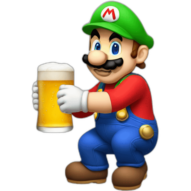 Mario drinking a beer emoji