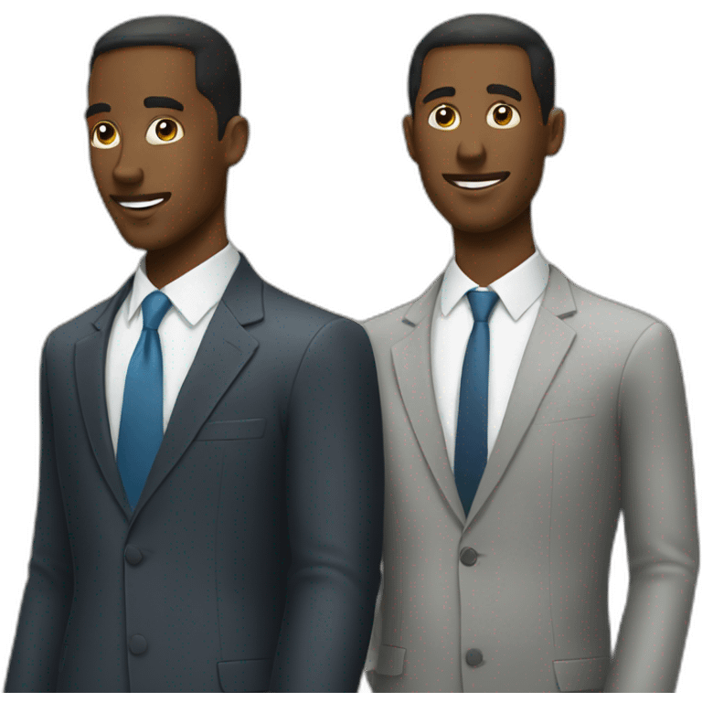 A Black Businessman and a White Businessman each looking at their cellphone emoji