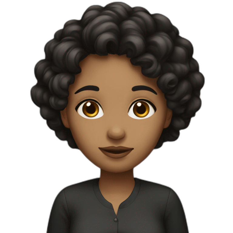 slightly curly black haired girl emoji