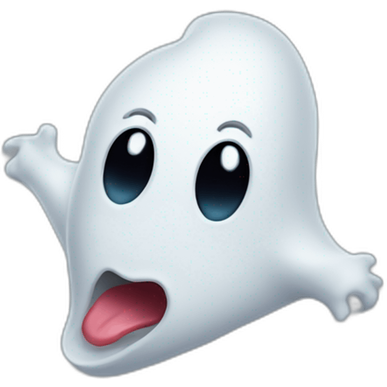 a funny little ghost who sticks out his tongue emoji