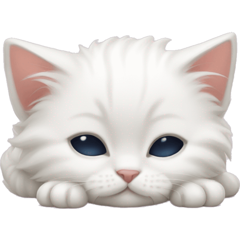 small white kitten with bows sleeping emoji