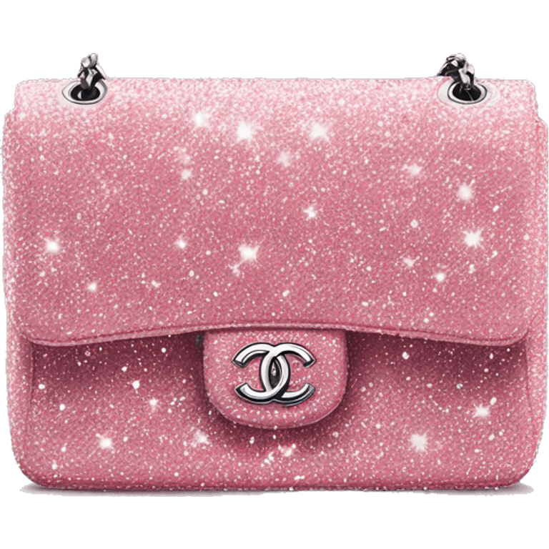 Chanel classic flap bag pink sparkle glitter emoji