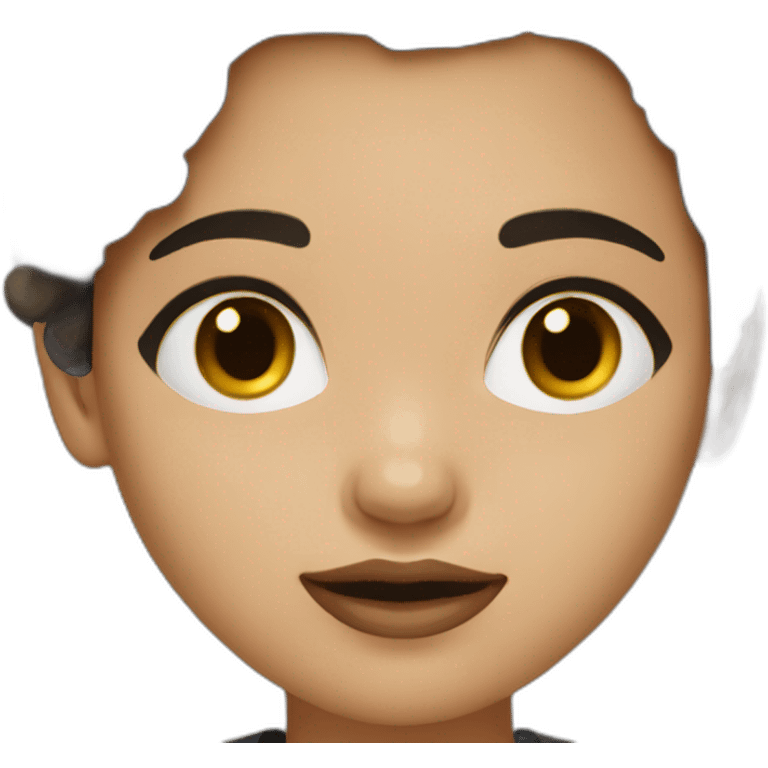 designer girl with light skin short dark brown hair in black shirt emoji