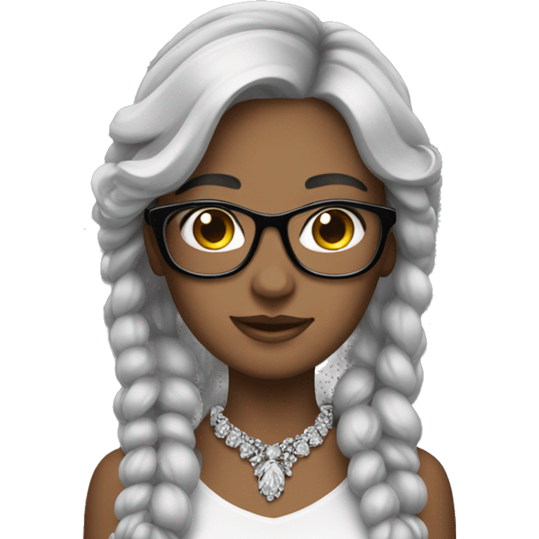 girl with jewelry make skin a bit lighter and hair gray add glasses  emoji