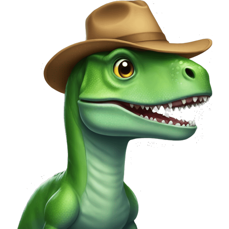 dinosaure avec un chapeau emoji