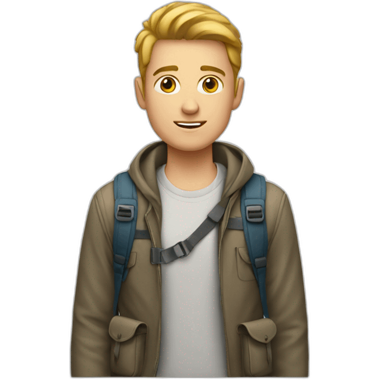 young white man with backpack emoji