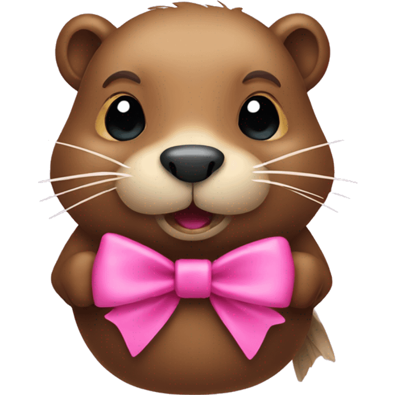 Beaver with a pink bow emoji