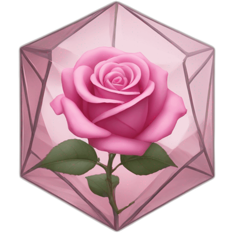 Pink Rose in dusty glass octahedron emoji