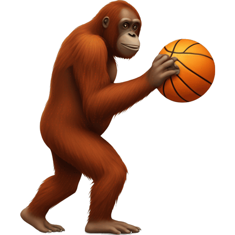 Orangutan dribbling a basketball emoji