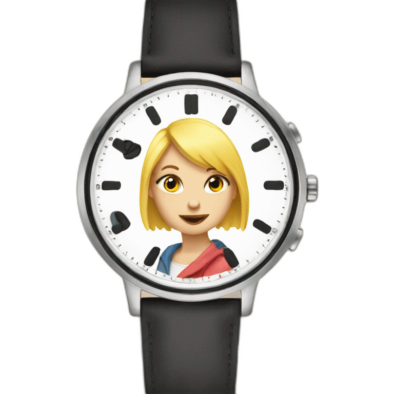 Blond girl in a hurry watch emoji