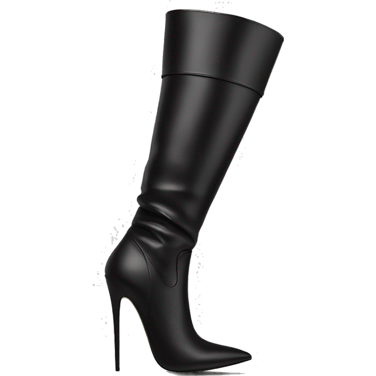 Overknee high black leather stiletto boot emoji