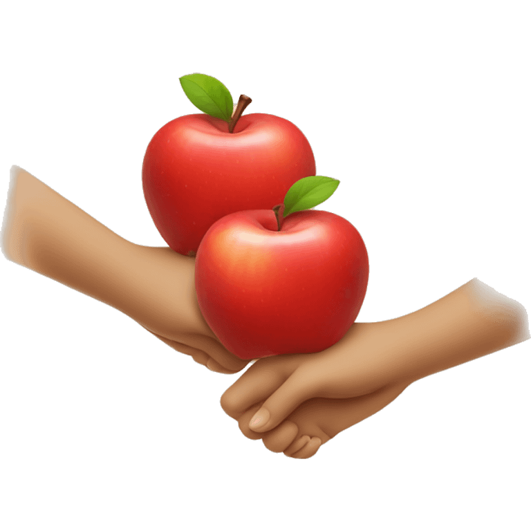 two cute apples holding hands emoji