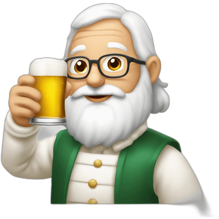 Père Noël qui offre un verre de bière à un enfant comme cadeau emoji