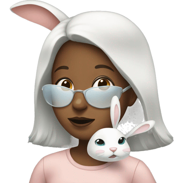 Girl with bunny mask emoji