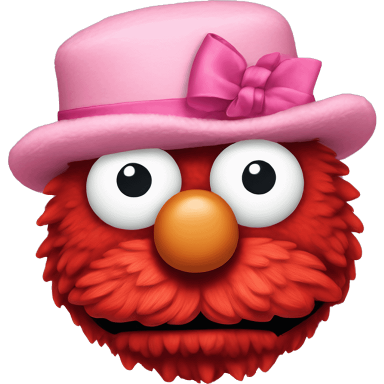 Elmo wearing a tiny pink bow on his head emoji