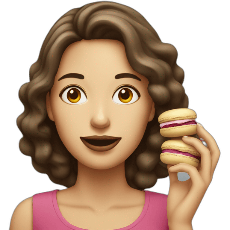 a woman eat macaroons emoji