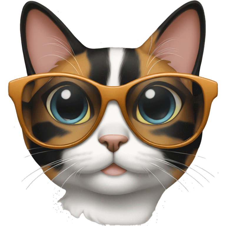 female calico Cat with sunglasses emoji