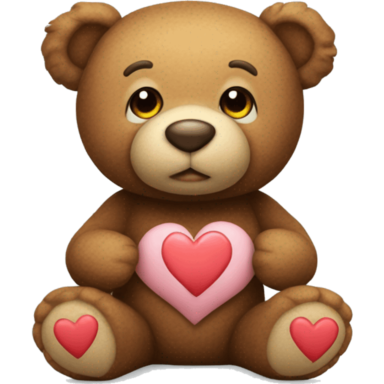 Teddy bear with hearts emoji