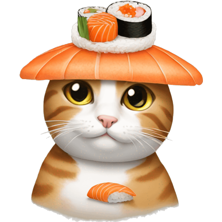 cat wearing sushi as a hat emoji