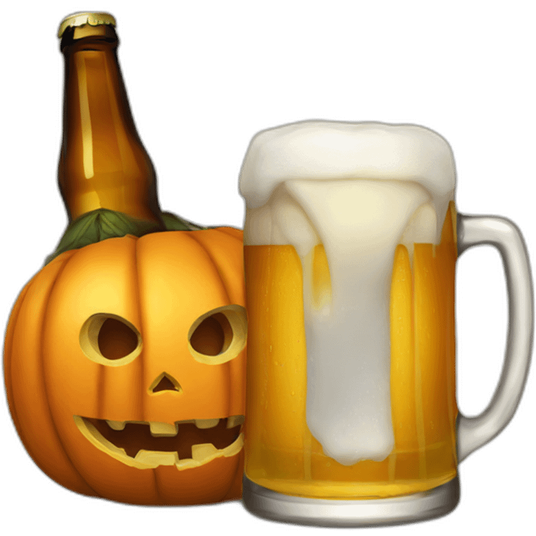 halloween pumpkin drinking beer emoji