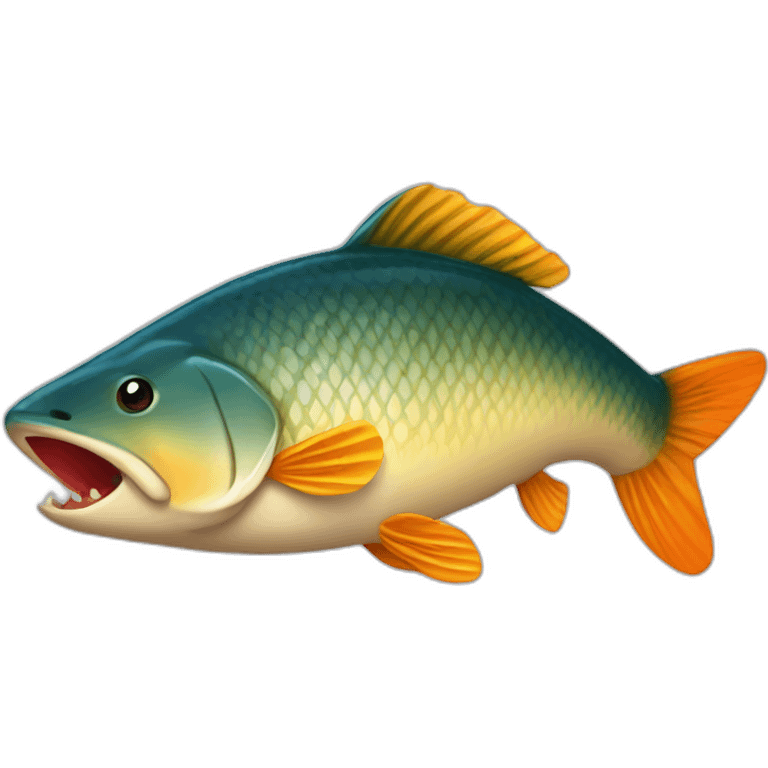 Ours qui pêche un poisson en feu emoji