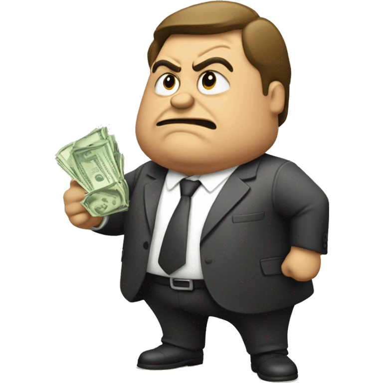 Angry fat business man with money emoji