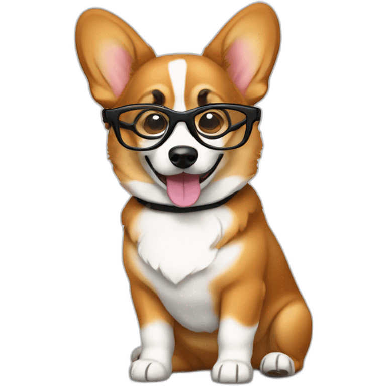 sit Corgi with glasses emoji