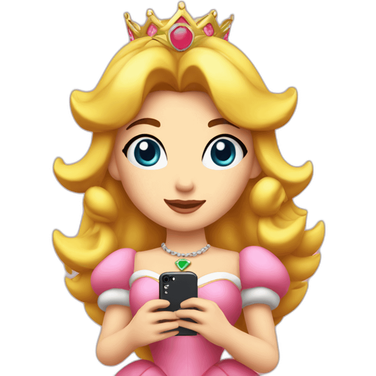 Princess Peach holding an iPhone emoji