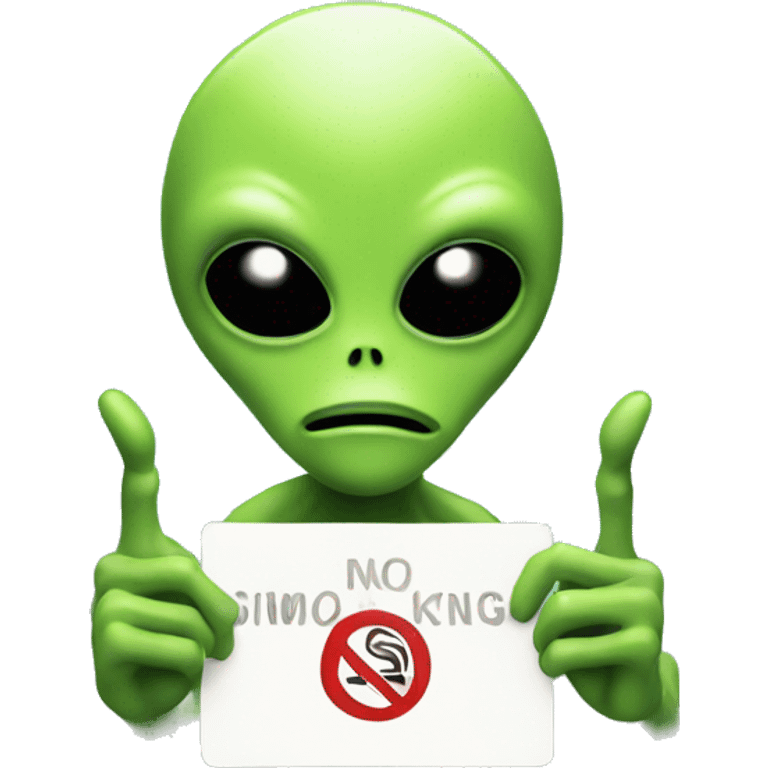 Alien holding no smoking sign emoji