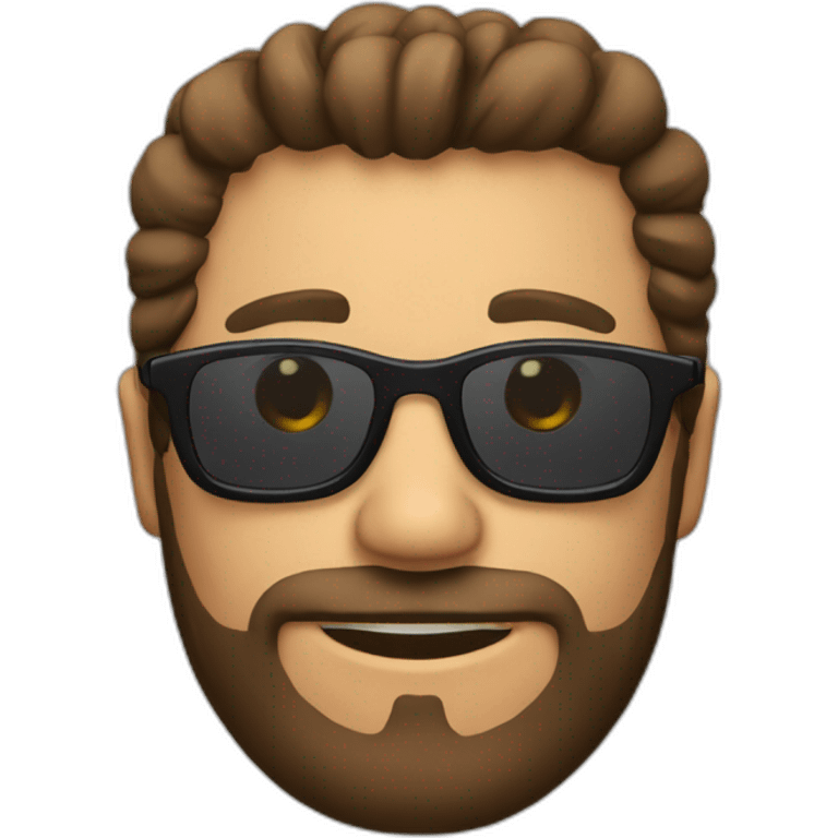 Un hombre con poco pelo, gafas y barba negra emoji