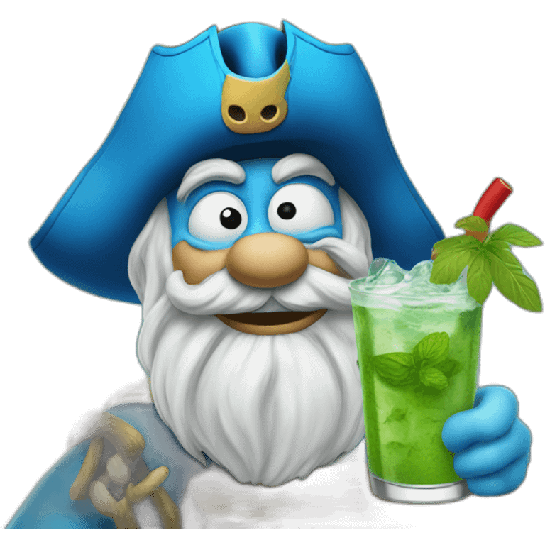 pirate Papa Smurf drinking mojito emoji