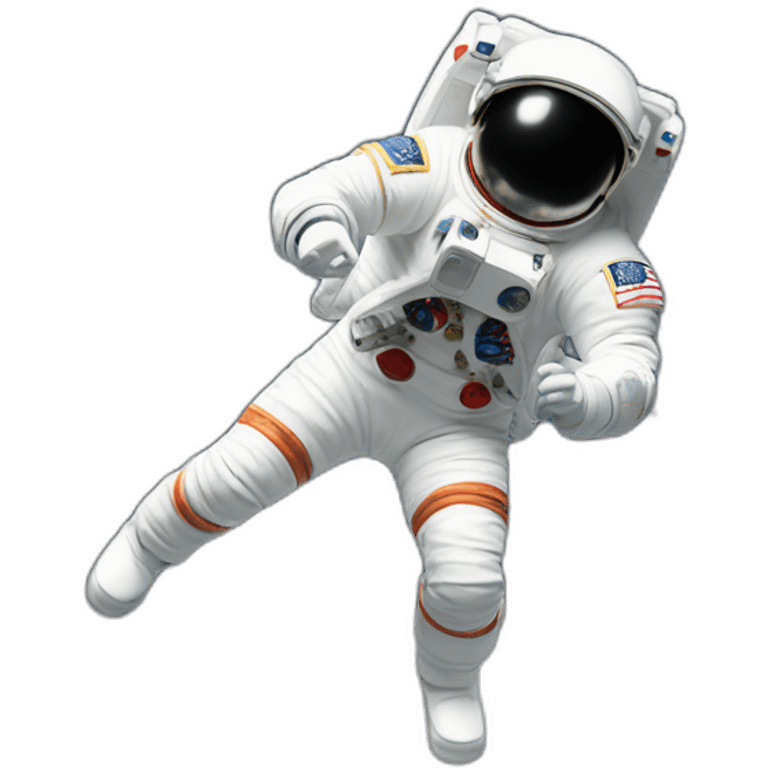 Man doing michael jackson moonwalk dance move, in astronaut suit without helmet. The man has a moon emoji as his head emoji