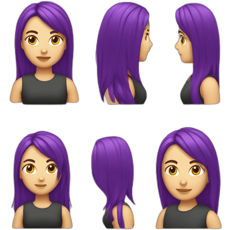 Mujer pelo corto morado mullet emoji