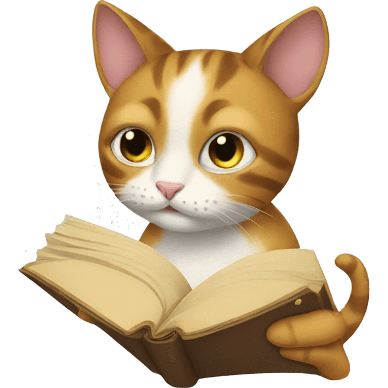 Cat reading book emoji