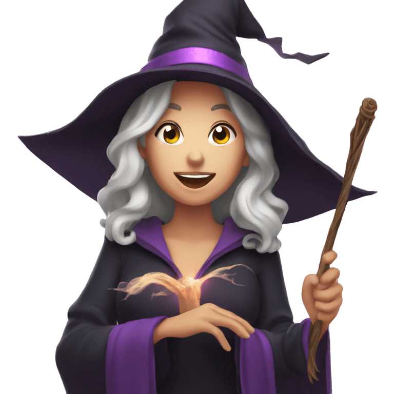 witch casting spell with a Magic wand emoji