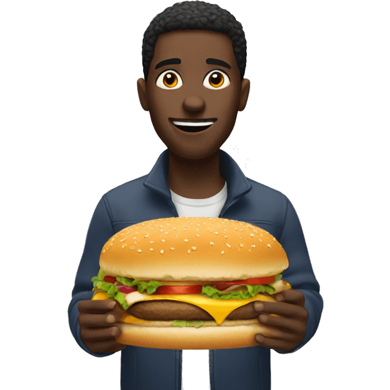 black person eating a burger emoji