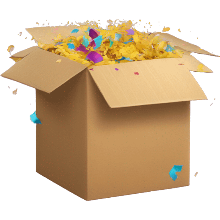 surprise box with flying out colorful confetti emoji