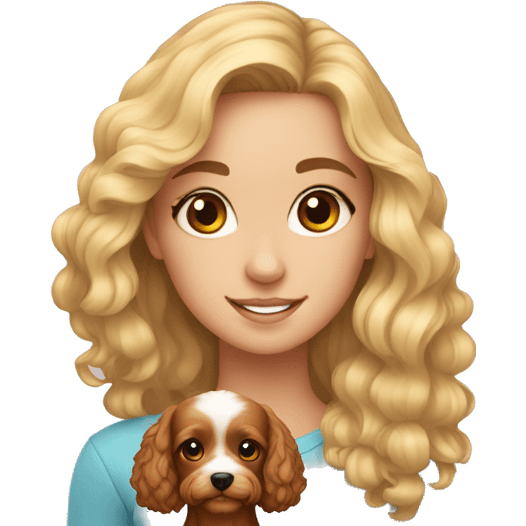 A beautiful girl with a cavoodle emoji