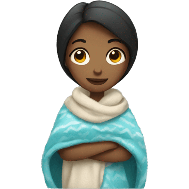 Cozy women wearing blanket emoji