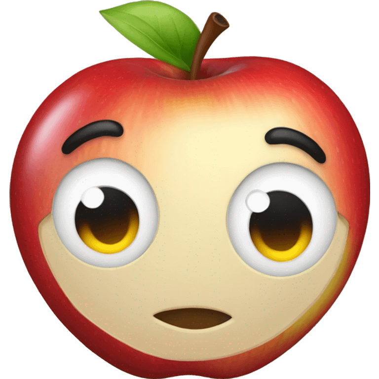 a apple with a face emoji